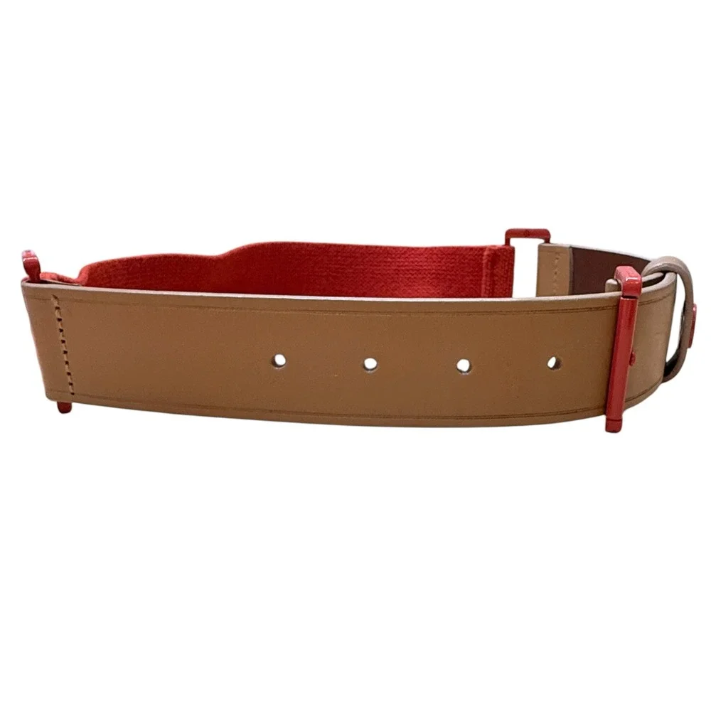Tory Burch Women's Kiley Stretch Belt XXS Tan Orange Leather Fabric Stretch - Picture 3 of 9